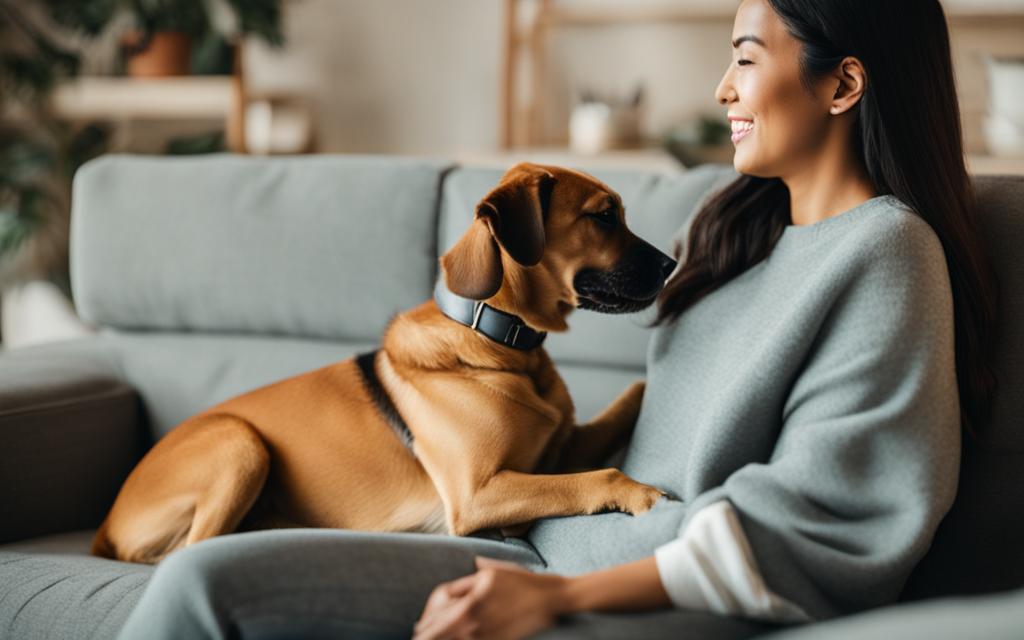 Cachorro ajudando dona com ansiedade Cachorro ajudando dona com ansiedade