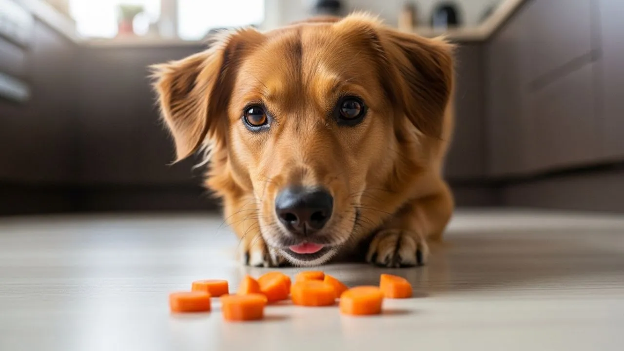 Cachorros comer cenoura