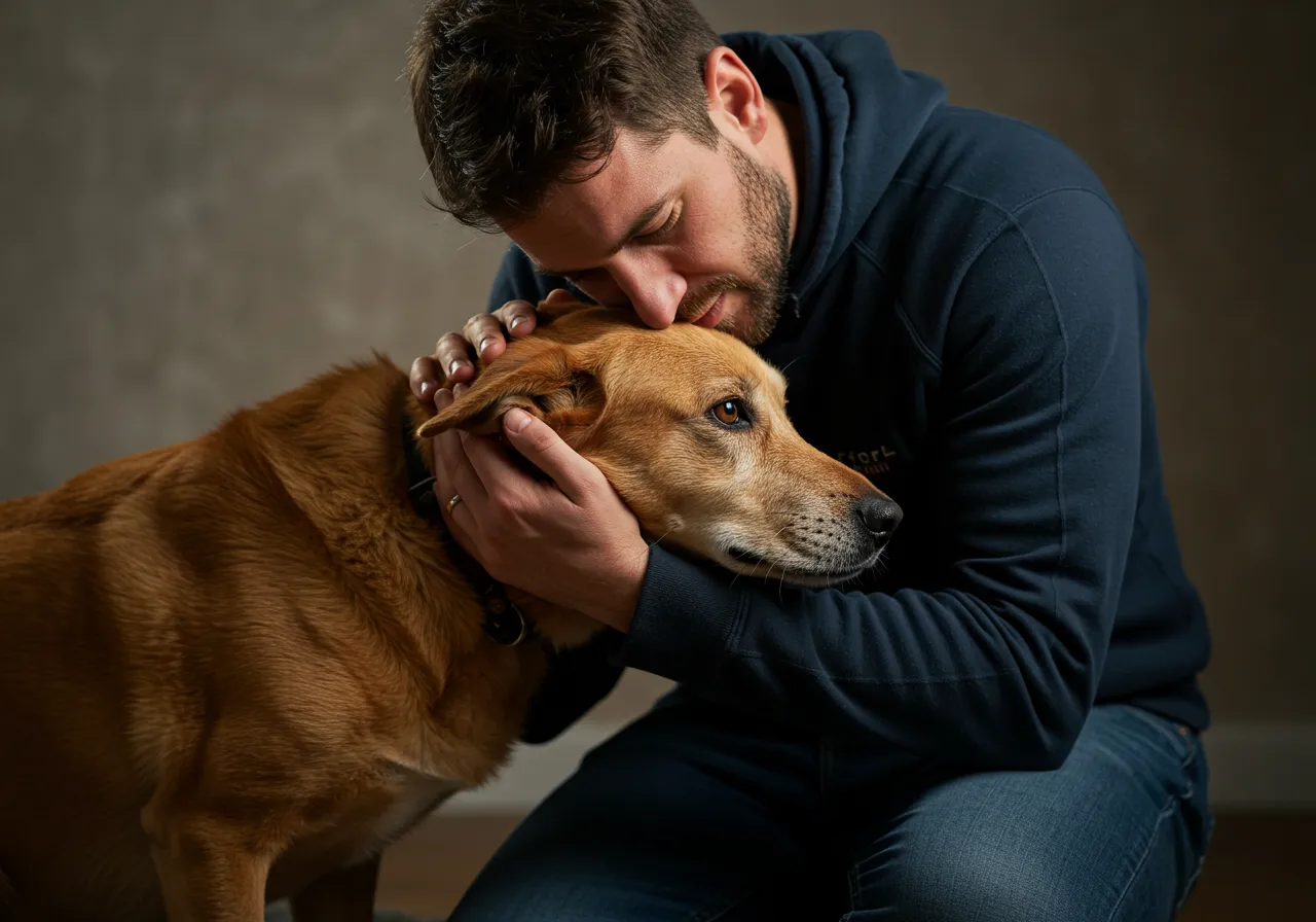 cachorro não come e está fraco recebendo carinho