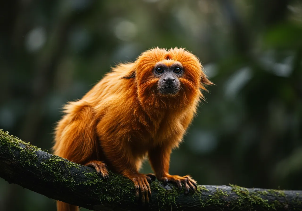 Mico-leão-dourado em seu habitat Mico-leão-dourado em seu habitat