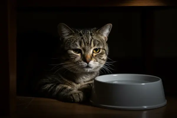 Gato Apático e Sem Beber Água