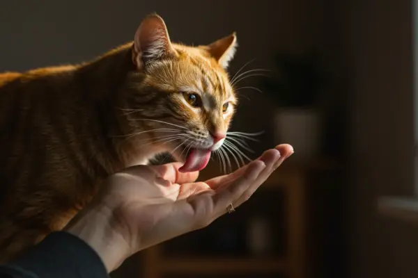 gato lambendo o dono Momento de carinho principal