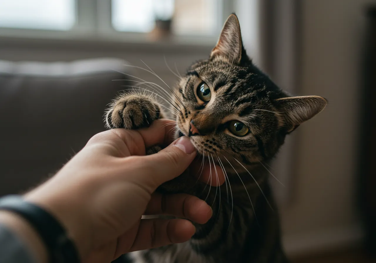 por que o gato morde o dono fazendo carinho