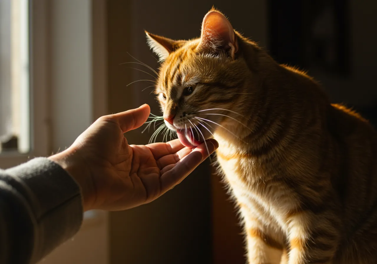 porque o gato lambe o dono momento de afeto