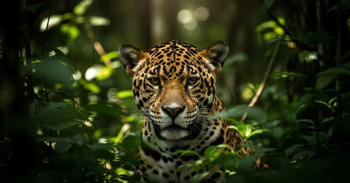 Onça-pintada olhando diretamente para a câmera Onça-pintada olhando diretamente para a câmera