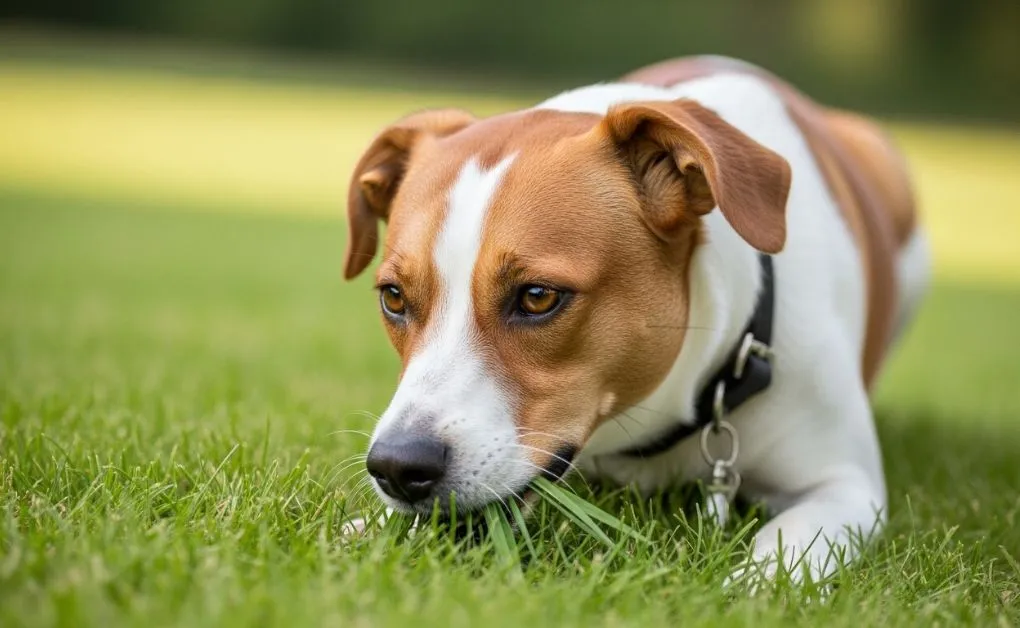 Cachorro comendo grama