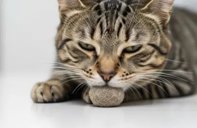bola de pelo em gato