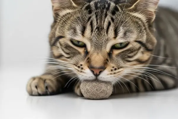 bola de pelo em gato