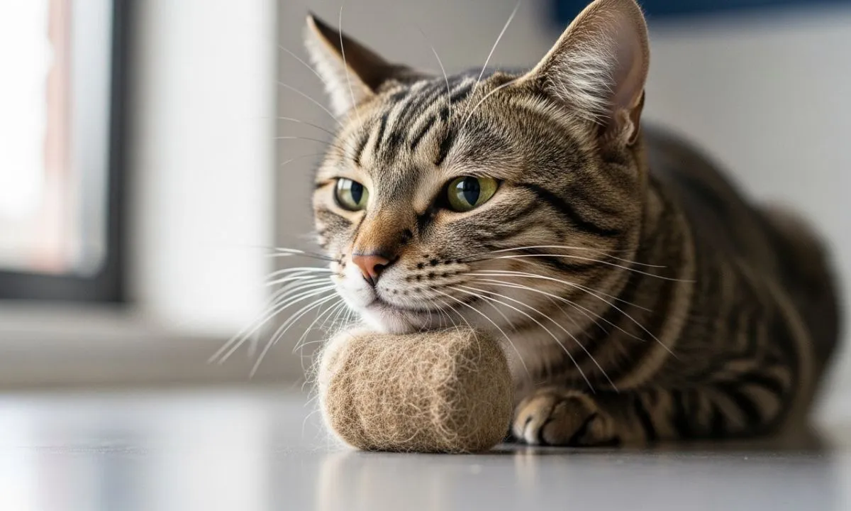 bola de pelo em gato no veterinario