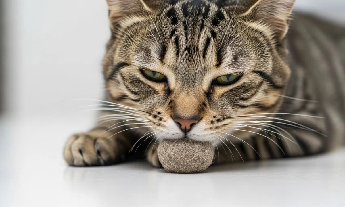 bola de pelo em gato